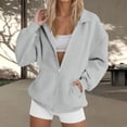 thumbnail image 1 of Zip Up Hoodies Womens 2026 Y2K Casual Long Sleeve Zipper Sweatshirts Fall Winter Comfy Track Jackets with Pockets Light Gray XL, 1 of 5