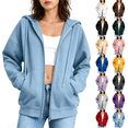 thumbnail image 1 of Zip Up Hoodies Womens Long Sleeve Fall Oversized Sweatshirts with Pockets 2026 Fall Fashion Jacket Blue L, 1 of 8