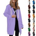 thumbnail image 1 of Zip Up Hoodies Womens Long Sleeve Long Tunic Sweatshirts Oversized Fleece Casual 2026 Fall Jacket Coat with Pocket Light Purple 2XL, 1 of 8