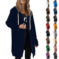 thumbnail image 1 of Zip Up Hoodies Womens Long Sleeve Long Tunic Sweatshirts Oversized Fleece Casual 2026 Fall Jacket Coat with Pocket Navy M, 1 of 7