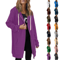 thumbnail image 1 of Zip Up Hoodies Womens Long Sleeve Long Tunic Sweatshirts Oversized Fleece Casual 2026 Fall Jacket Coat with Pocket Purple M, 1 of 7