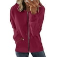 thumbnail image 1 of Zip Up Hoodies for Womens Pullover Fashion Plus Size Long Sleeve Zipper Open Front Loose Outerwear Printing Blouse Coat Tops Pockets Hooded Blouse Presents for Women Up to 65% off!, 1 of 1