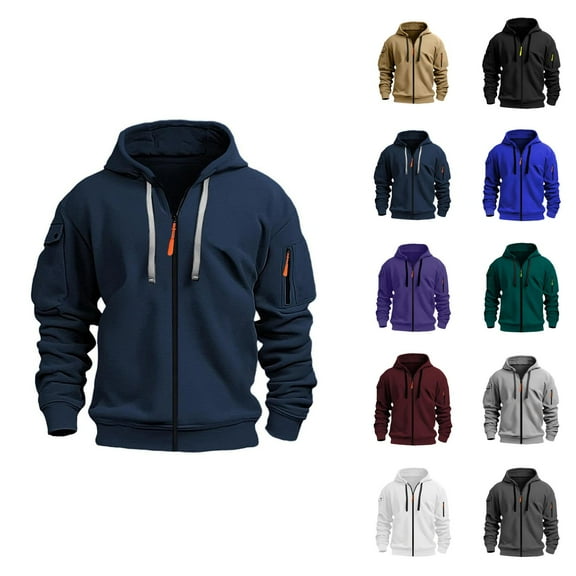 Zip Up Hoodies for Men 2025 Fall Winter Long Sleeve Basic Hooded Sweatshirt Jacket Pullover Mens Hoodies
