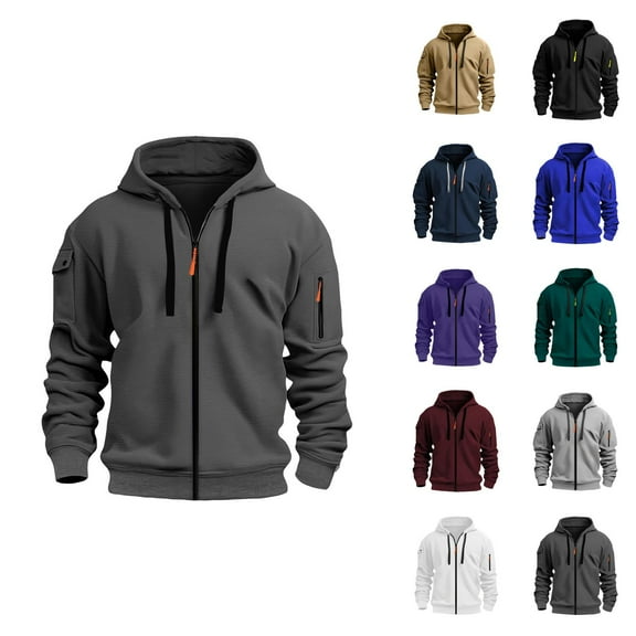 Zip Up Hoodies for Men 2025 Fall Winter Long Sleeve Basic Hooded Sweatshirt Jacket Pullover Mens Hoodies