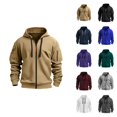 thumbnail image 1 of Zip Up Hoodies for Men 2025 Fall Winter Long Sleeve Basic Hooded Sweatshirt Jacket Pullover Mens Hoodies, 1 of 5