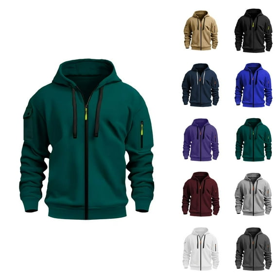 Zip Up Hoodies for Men 2025 Fall Winter Long Sleeve Basic Hooded Sweatshirt Jacket Pullover Mens Hoodies