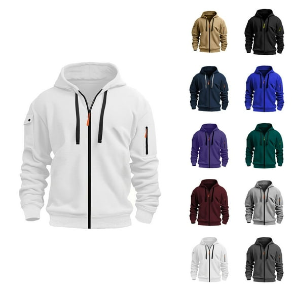 Zip Up Hoodies for Men 2025 Fall Winter Long Sleeve Basic Hooded Sweatshirt Jacket Pullover Mens Hoodies
