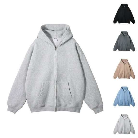 Zip Up Hoodies for Men 2025 Fall Winter Long Sleeve Essentials Hooded Sweatshirt with Pockets Jacket Mens Hoodies