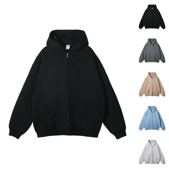 Zip Up Hoodies for Men 2025 Fall Winter Long Sleeve Essentials Hooded Sweatshirt with Pockets Jacket Mens Hoodies