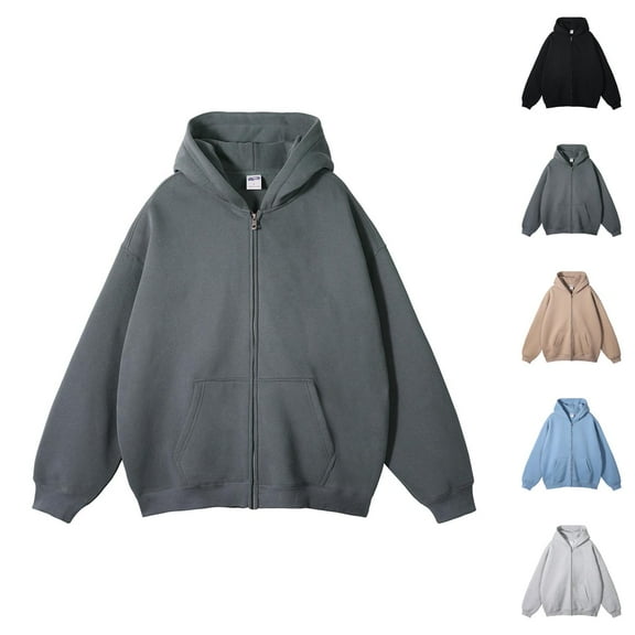 Zip Up Hoodies for Men 2025 Fall Winter Long Sleeve Essentials Hooded Sweatshirt with Pockets Jacket Mens Hoodies