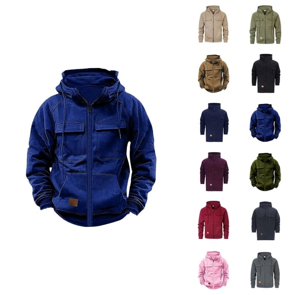 Zip Up Hoodies for Men 2025 Long Sleeve Essentials Hooded Sweatshirt with Pockets Jacket Hoodie Pullover Mens Hoodies
