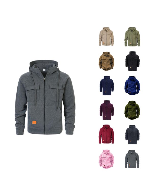 Zip Up Hoodies for Men 2025 Long Sleeve Essentials Hooded Sweatshirt with Pockets Jacket Hoodie Pullover Mens Hoodies