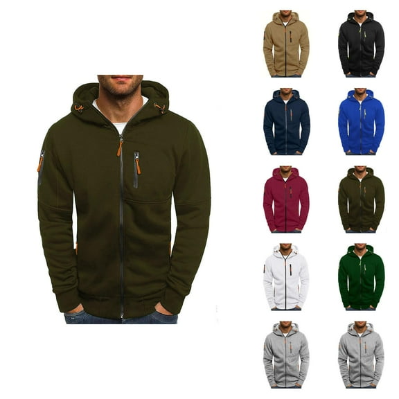 Zip Up Hoodies for Men 2025 Long Sleeve Essentials Hooded Sweatshirt with Pockets Pullover Jacket Hoodie Hoody