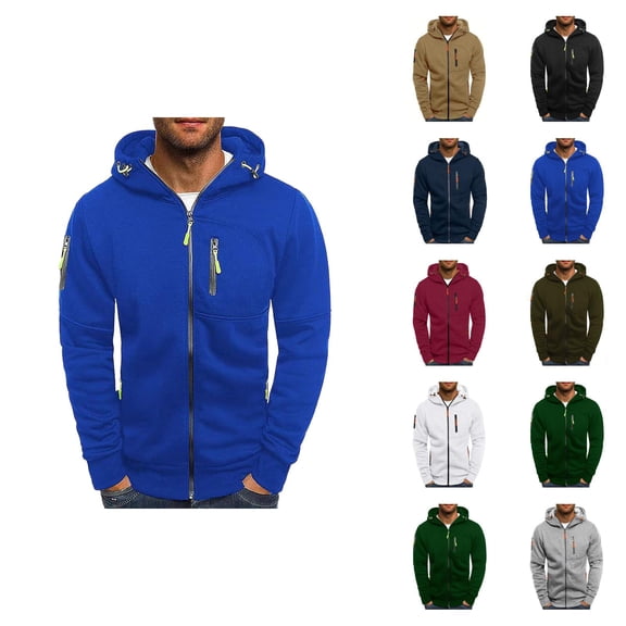 Zip Up Hoodies for Men 2025 Long Sleeve Essentials Hooded Sweatshirt with Pockets Pullover Jacket Hoodie Hoody
