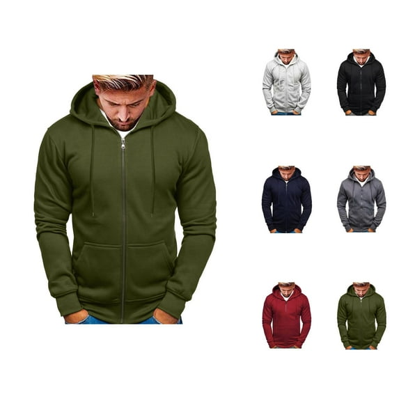 Zip Up Hoodies for Men 2025 Long Sleeve Essentials Hooded Sweatshirt with Pockets Pullover Jacket Hoodie Mens Hoodies