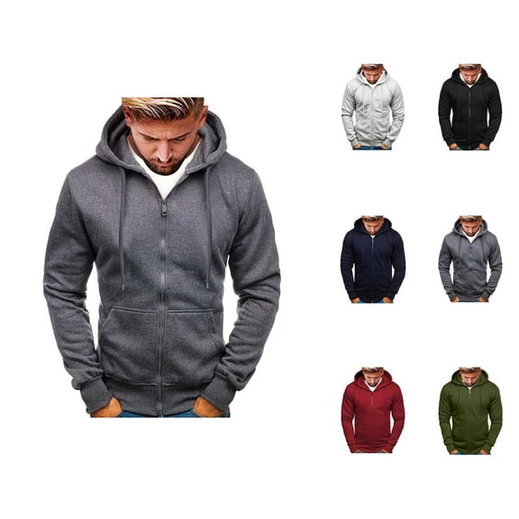 Zip Up Hoodies for Men 2025 Long Sleeve Essentials Hooded Sweatshirt with Pockets Pullover Jacket Hoodie Mens Hoodies