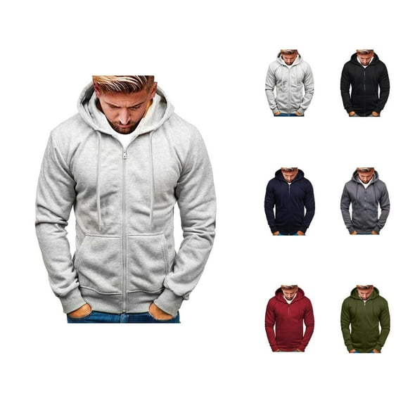 Zip Up Hoodies for Men 2025 Long Sleeve Essentials Hooded Sweatshirt with Pockets Pullover Jacket Hoodie Mens Hoodies