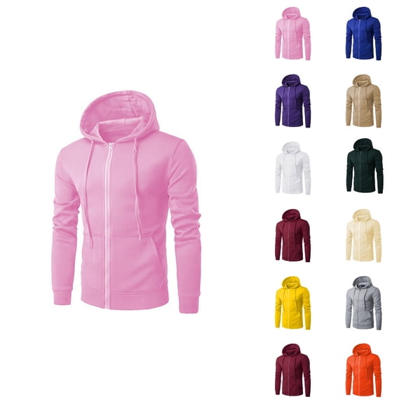Zip Up Hoodies for Men 2025 Long Sleeve Essentials Hooded Sweatshirt with Pockets Pullover Jacket Mens Hoodies