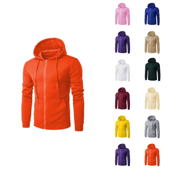 Zip Up Hoodies for Men 2025 Long Sleeve Essentials Hooded Sweatshirt with Pockets Pullover Jacket Mens Hoodies