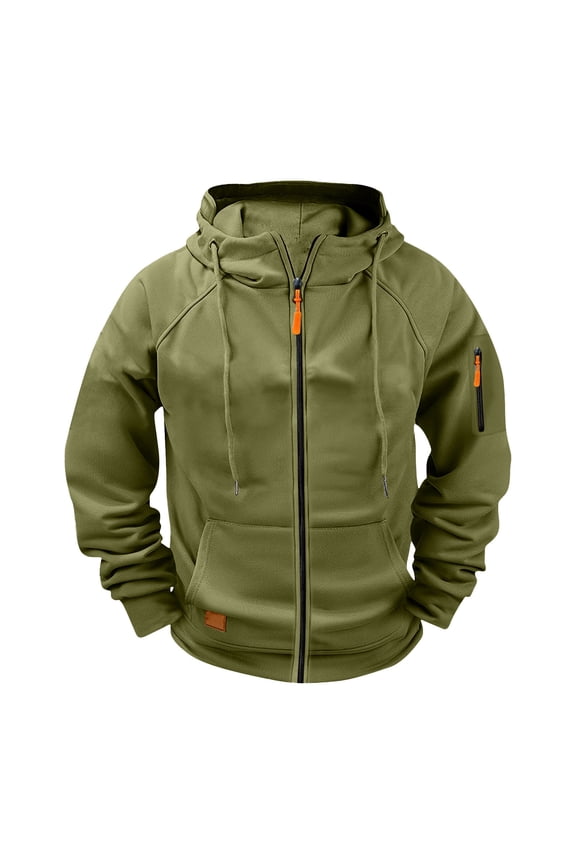 Zip Up Hoodies for Men Big and Tall Tactical Sweatshirts Full Zip Jacket Warm Hooded Activewear with Pockets