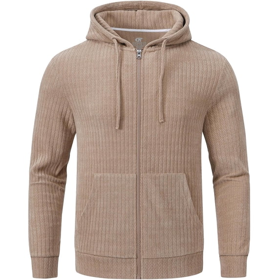 Zip Up Hoodies for Men Casual Lightweight Hoodie Full Zip Sweatshirt Casual Jacket Coat Khaki XL