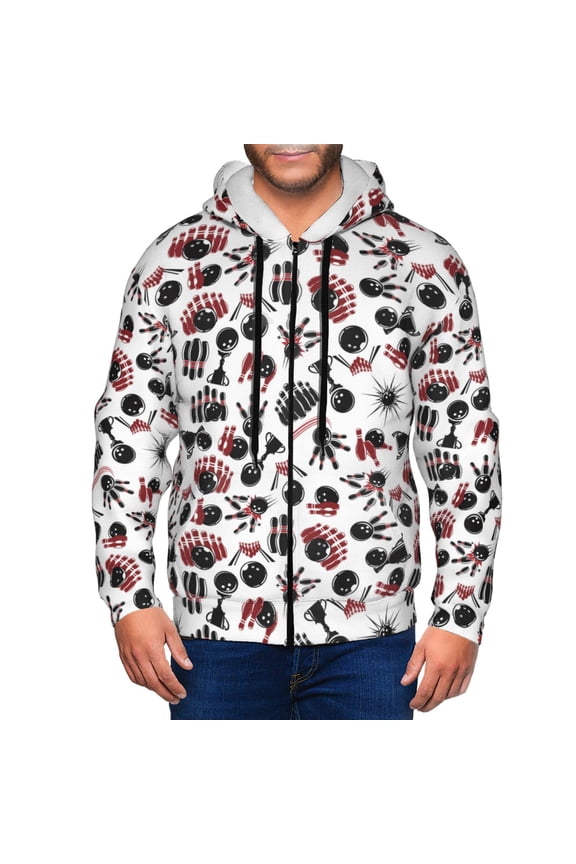 Zip Up Hoodies for Men - bowling Long Sleeve Comfrt Men'S Fashion Hoodies & Sweatshirts, Jackets for Men Hoodies Pullover Clothing Clothes with Pouch