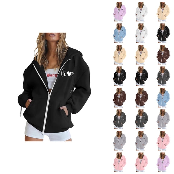 Zip Up Hoodies for Women 2025 Fall Winter Long Sleeve Full Zipper Hoodie with Pockets Hooded Sweatshirt Pullover Tops