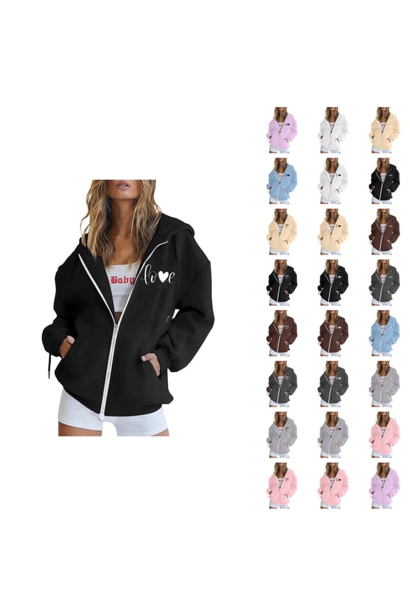 Zip Up Hoodies for Women 2025 Fall Winter Long Sleeve Full Zipper Hoodie with Pockets Hooded Sweatshirt Pullover Tops