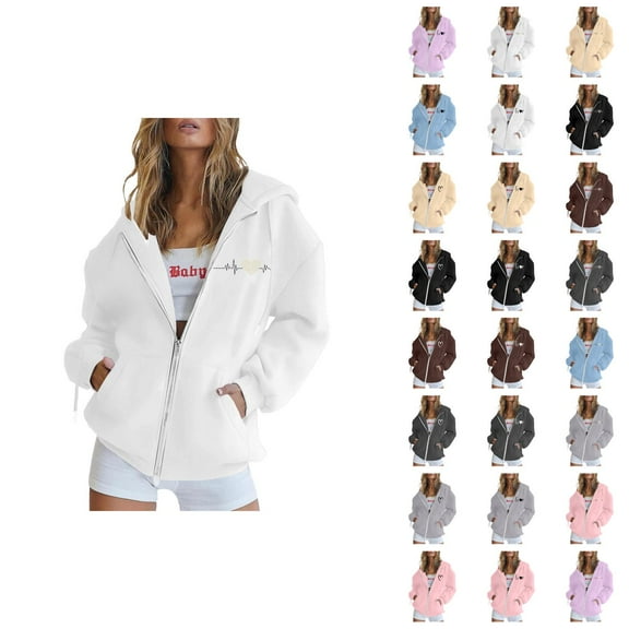 Zip Up Hoodies for Women 2025 Fall Winter Long Sleeve Full Zipper Hoodie with Pockets Hooded Sweatshirt Pullover Tops