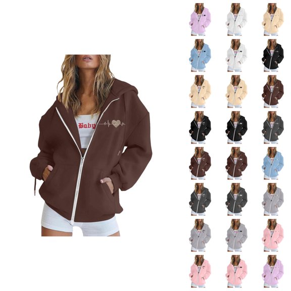 Zip Up Hoodies for Women 2025 Fall Winter Long Sleeve Full Zipper Hoodie with Pockets Hooded Sweatshirt Pullover Tops