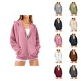 thumbnail image 1 of Zip Up Hoodies for Women 2025 Fall Winter Long Sleeve Plain Basic Hooded Sweatshirt with Pockets Jacket Coat, 1 of 7