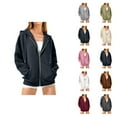 thumbnail image 1 of Zip Up Hoodies for Women 2025 Fall Winter Long Sleeve Plain Basic Hooded Sweatshirt with Pockets Jacket Coat, 1 of 8