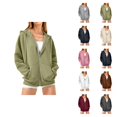 thumbnail image 1 of Zip Up Hoodies for Women 2025 Fall Winter Long Sleeve Plain Basic Hooded Sweatshirt with Pockets Jacket Coat, 1 of 8