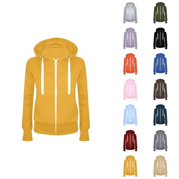 Zip Up Hoodies for Women 2025 Long Sleeve Casual Jacket Hoodie with Pockets Hooded Sweatshirt Pullover Tops