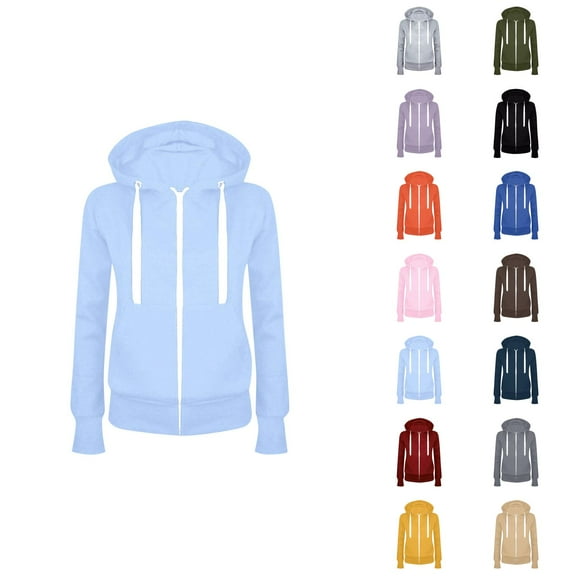 Zip Up Hoodies for Women 2025 Long Sleeve Casual Jacket Hoodie with Pockets Hooded Sweatshirt Pullover Tops