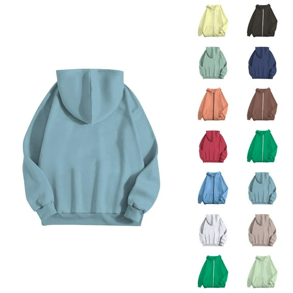Zip Up Hoodies for Women 2025 Long Sleeve Plain Essentials Hoodie with Pockets Hooded Sweatshirt Women Jacket