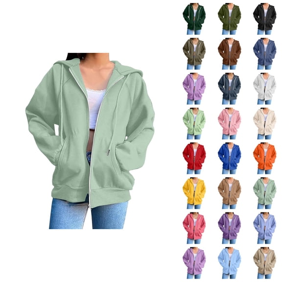 Zip Up Hoodies for Women 2026 Fall Winter Trendy Long Sleeve Basic Hoodie Sweatshirt with Pockets Jacket Coat Outerwear