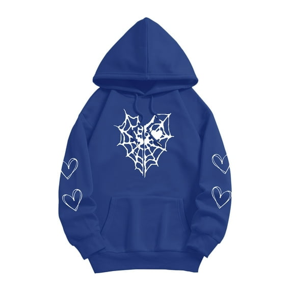 Zip Up Hoodies for Women 2026 Trendy Gothic Zip Up Hooded Sweatshirts Thermal Long Sleeve Hoodie Jackets Teen Junior Fall Clothes,Blue,2XL