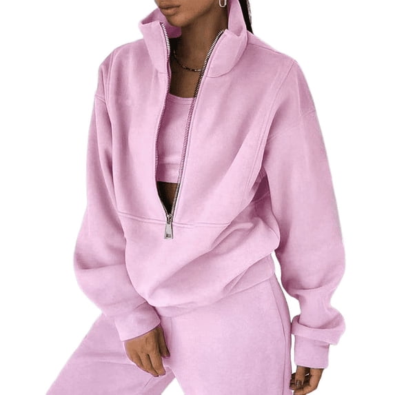 Zip Up Hoodies for Women Women'S Sports And Leisure Hooded Sweater Set For Autumn Winter Christmas Outfits Dressy