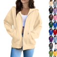 thumbnail image 1 of Zip Up Hoodies for Womens Oversized Fleece Plain Y2K Hoodie Jackets Athletic Zipper Hooded Sweatshirt with Pockets Beige XL, 1 of 10