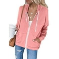 thumbnail image 1 of Zip Up Hoodies for Womens Pullover Fashion Plus Size Casual Hooded Slim Zipper Fleece Sweater Coat Presents for Women, 1 of 1