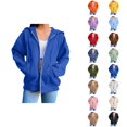 thumbnail image 1 of Zip Up Jacket Hoodie for Women with Pockets Long Sleeve Plain Full Zipper Sweatshirt Hoodie Cardigan Coat, 1 of 7
