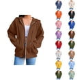 thumbnail image 1 of Zip Up Jacket Hoodie for Women with Pockets Long Sleeve Solid Color Cardigan Hooded Sweatshirt Cardigan Jacket, 1 of 7