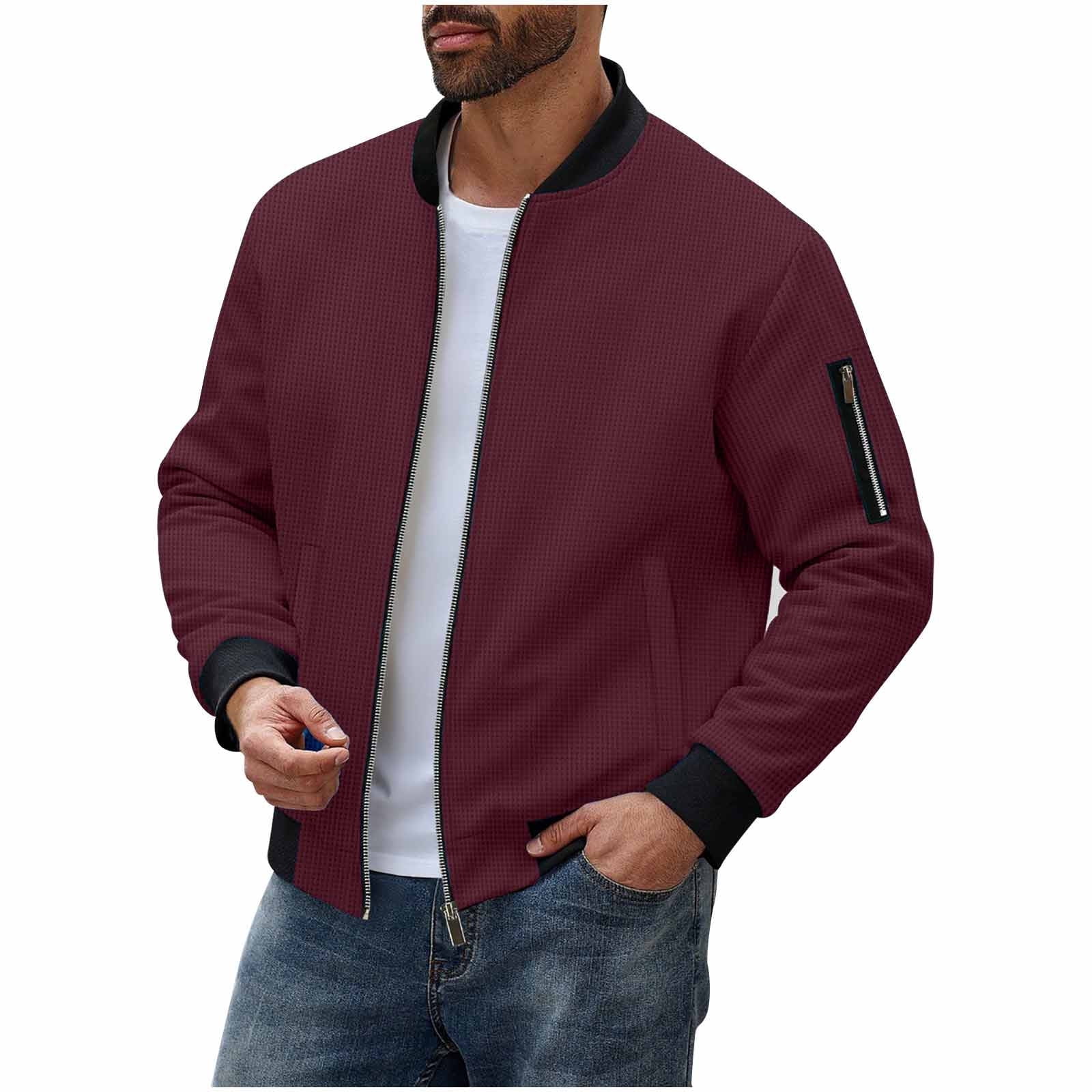 Zip Up Jacket Sevevn Men's Cotton Bomber Jacket Lightweight Flight