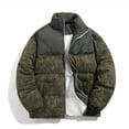 thumbnail image 1 of Zip Up Jacket Sevevn Men's Puffer Jacket Thickened Winter Coat Warm Stand Collar Color Block Zip Up Jacket Ski Bubble Coat, 1 of 4