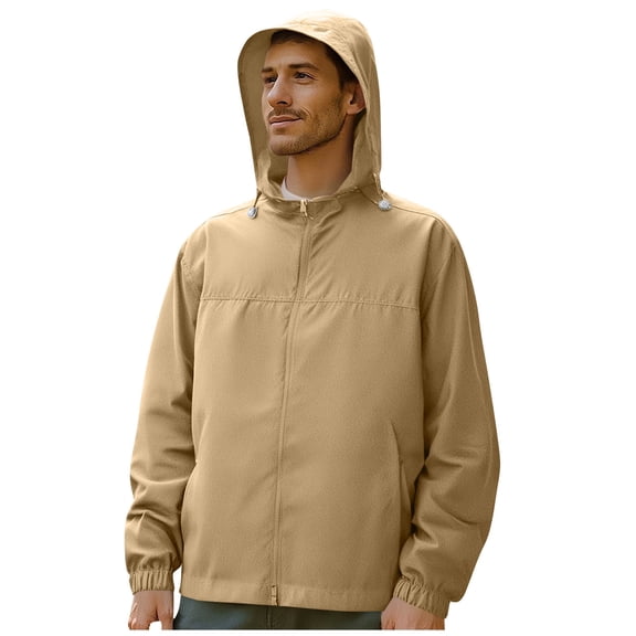 Zip Up Jacket Sevevn Men's Thin Style UPF50+ Sun Protection Clothing Outdoor Zipper Pockets Fitted Hooded Fishing Clothing Coat