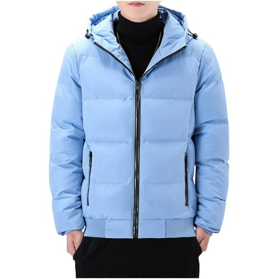 Zip Up Jacket Sevevn Mens Thick Warm Insulated Winter Puffer Jackets Hooded Versatile Casual Down Coat