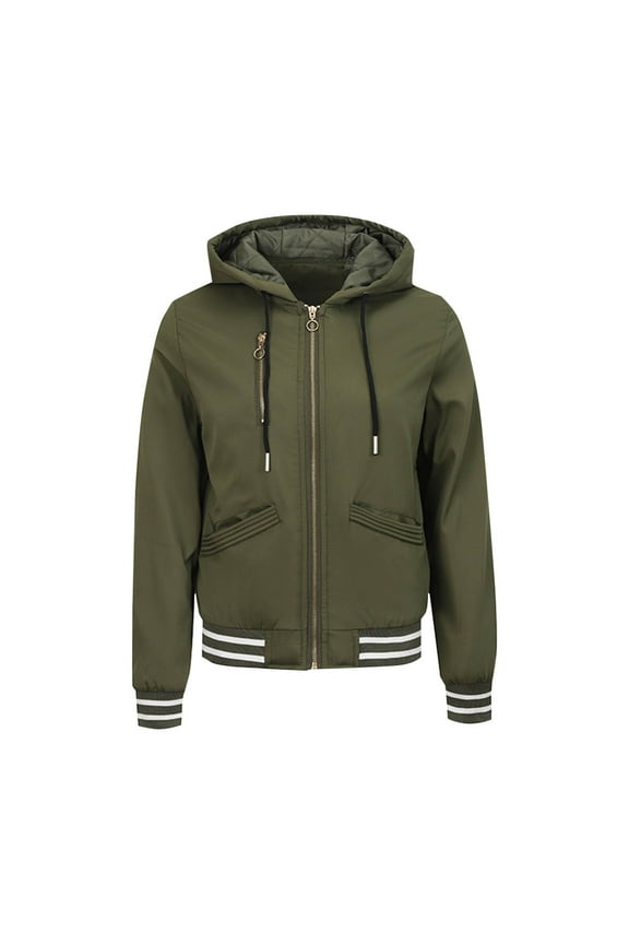 Zip Up Jacket Sevevn Women's Bomber Jacket Lightweight Hooded Zip Up Coat Casual Long Sleeve Windbreaker