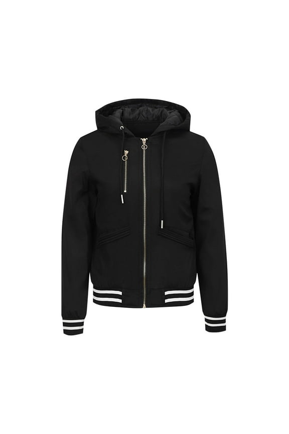 Zip Up Jacket Sevevn Women's Bomber Jacket Lightweight Hooded Zip Up Coat Casual Long Sleeve Windbreaker