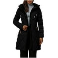 thumbnail image 1 of Zip Up Jacket Sevevn Women's Warm Winter Quilted Jacket Long Fleece Lined Puffer Coat Parka With Hood, 1 of 7